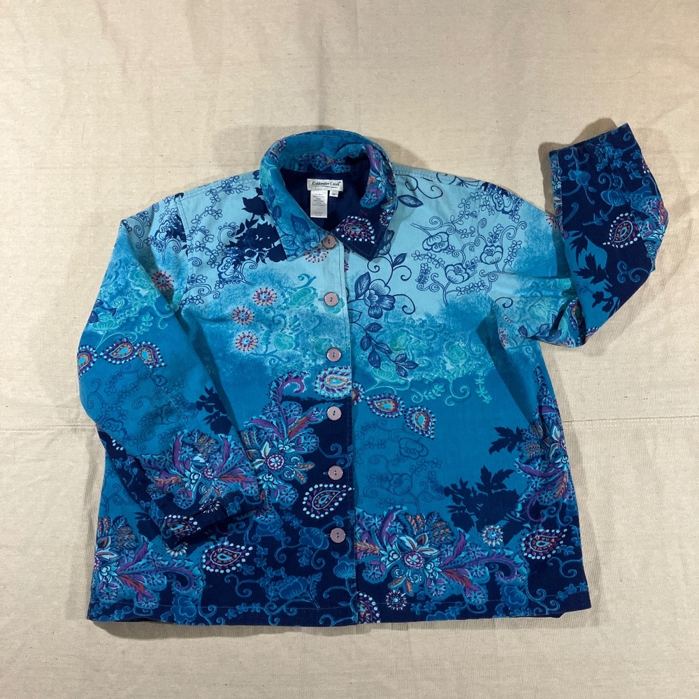 Coldwater Creek paisley floral light denim shirt jacket